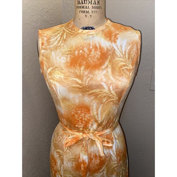 VINTAGE LADY BLAIR 70s Hostess Dress Set with Belt Maxi Sheath Pencil sz Medium - Picture 5 of 8